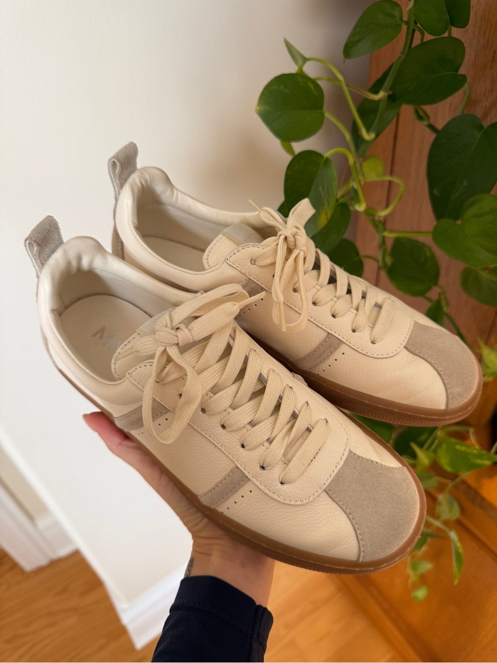 Mango Cream & Taupe Sneakers Size 7.5